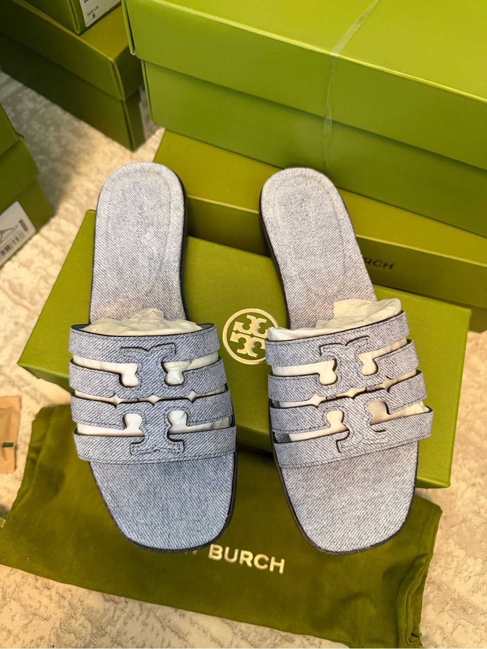 Tory Burch Denim Ines Slide Sandals - Picture 5 of 7